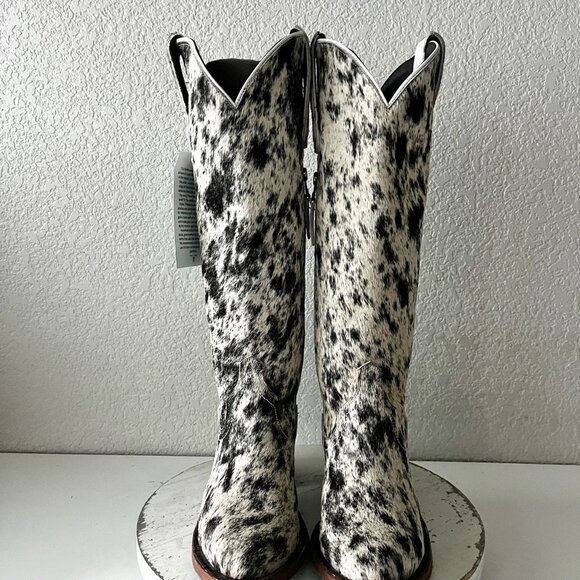 Lane Boots Womens Cowhide Cowboy Boots Tall Black Western Hair on Hide Size 8 - Picture 2 of 10